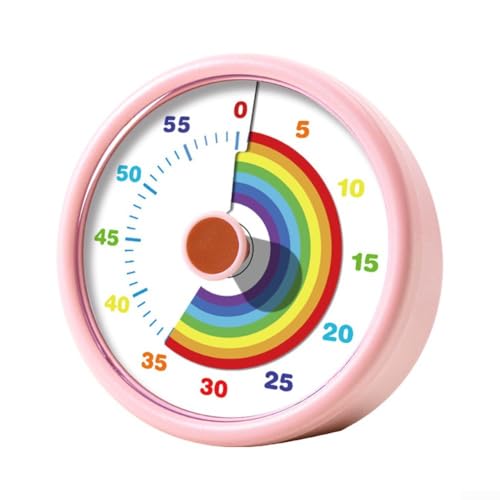 Snowchecking Visueller Timer für Kinder, 60-Minuten-Countdown-Timer, leise Option für Klassenzimmer, Büro, Küche, Kinder-Zeitmanagement-Tools (Rosa) von snowchecking