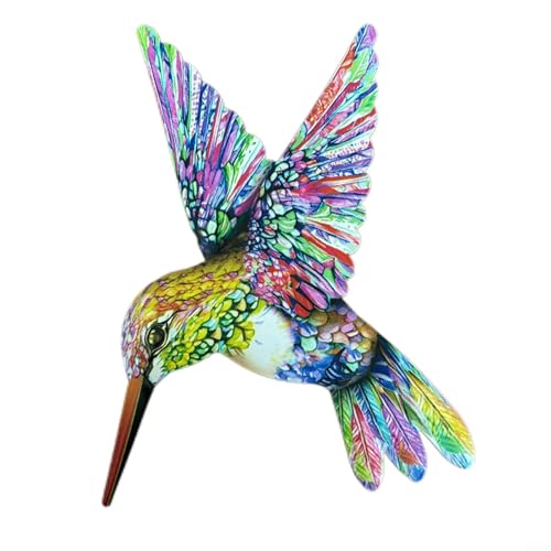 Snowchecking Wanddekoration für den Außenbereich, Metall, Kolibri, Wandkunst, Dekoration, Innen- und Außenbereich, Eisen-Vogel, hängende Skulptur für Garten, Zaun, Terrasse, Heimdekoration (gelb) von snowchecking
