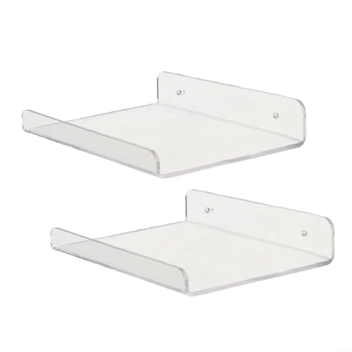 Snowchecking Wandmontiertes transparentes Acrylregal mit Frontlippe, tiefer Stauraum für Badezimmer, Küche oder Büro, 15 cm D x 20 cm B (2) von snowchecking