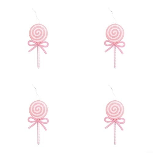 Snowchecking Weihnachtsbaum-Hängeornamente, rote und rosa Lutscherform mit Schleife, Feiertagsdekorationen für saisonale Präsentation (Rosa) von snowchecking