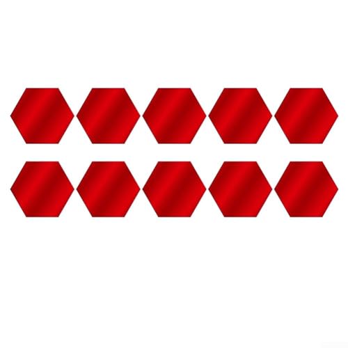 Stilvolle 24 Stück sechseckige Spiegelmosaik-Wandfliesen für dekorative Verwendung, selbst, perfekt für verschiedene Oberflächen (L 24 Stück Rot) von snowchecking