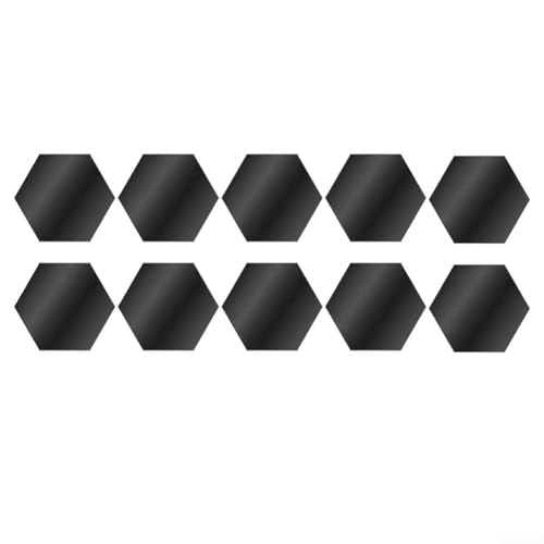 Stilvolle 24 Stück sechseckige Spiegelmosaik-Wandfliesen für dekorative Verwendung, selbst, perfekt für verschiedene Oberflächen (L 24 Stück schwarz) von snowchecking