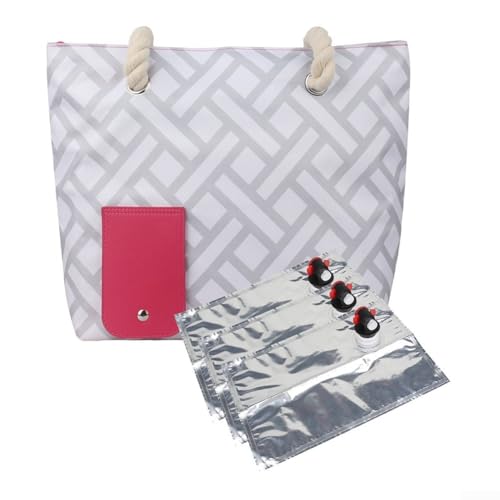 Tragbarer, isolierter Weinträger für den Strand, entworfen für zwei Flaschen, auslaufsicher und geräumig für Snacks und wichtige Dinge (grau) von snowchecking