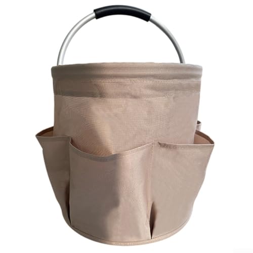 Tragbarer Aufbewahrungskorb für Picknicks und Einkäufe, stilvolles Design mit kompakter Faltbarkeit (Khaki) von snowchecking