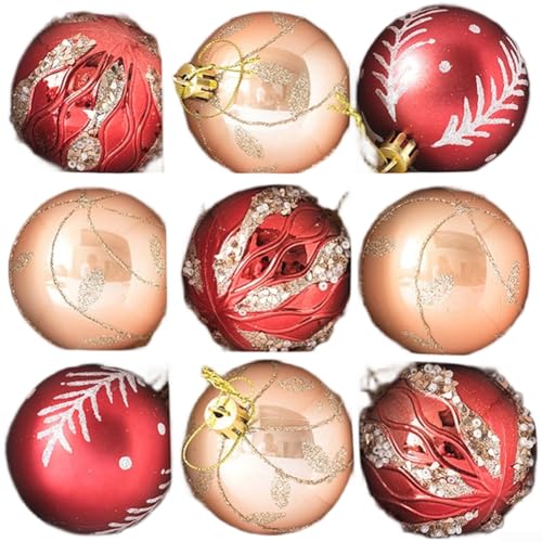 Weihnachtskugel aus Kunststoff, 8 cm, mit glänzender Lackierung, für Baum-Hängedekoration und festliche Atmosphäre (B) von snowchecking