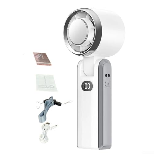 snowchecking Hand-Turbo-Ventilator mit 9 m/s Windgeschwindigkeit, 3600 mAh, Lithium-Akku, 4 Flügel, Turbo-Design mit LED-Display, Typ-C-Aufladung, 100 Geschwindigkeitsregelung, Windkühlung (A) von snowchecking