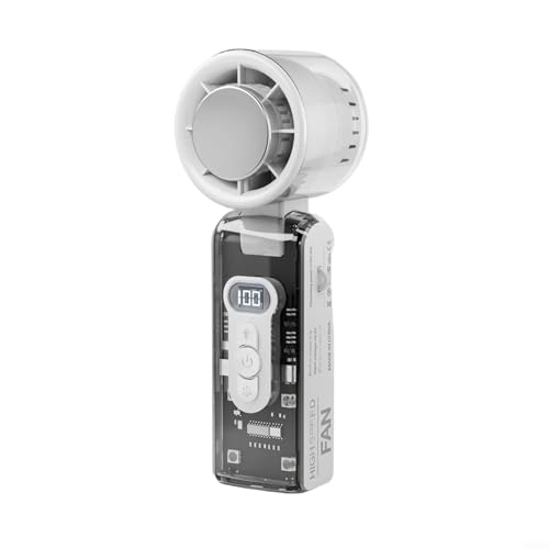 snowchecking Tragbarer 3-in-1-Turbo-Ventilator mit LED-Display, 100 Geschwindigkeitsstufen, wiederaufladbar, persönlicher Ventilator für Heimbüro (weiß) von snowchecking