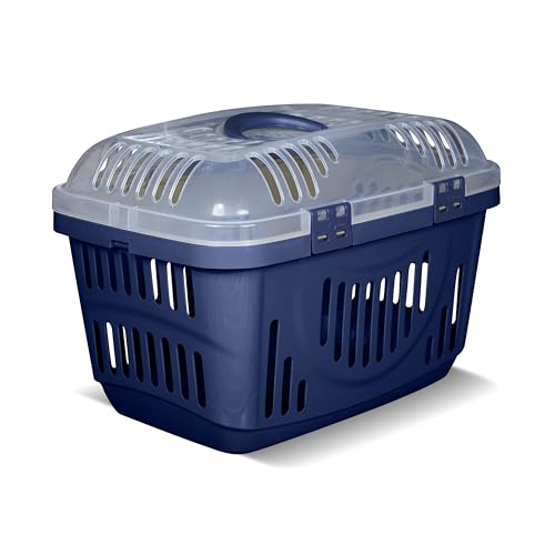 Snugsy Transportbox Katze Katzentransportbox Auto - Mit Sicherungsclips Tragegriff - Reisebox Kunststoff - 49x34x32 cm Grau von snugsy