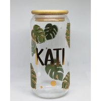 Monstera Glas | Perspnalisierbar Mit Strohhalm 550Ml von soYOUforYOU