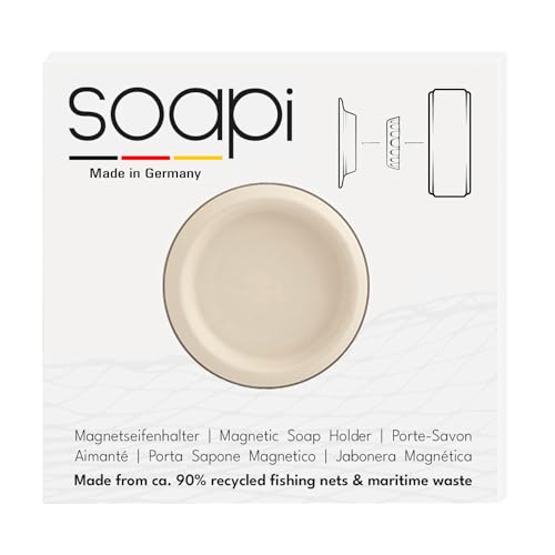 Soapi - Schwebender Seifenhalter Magnet zum Kleben - Wand Magnethalter für Seife - Ablage Seifenschale Magnetseifenhalter ohne Bohren/Saugnapf (1, Weiß) von Soapi