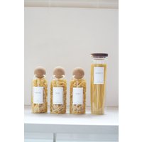 Komplettes Glas-Nudelglas-Set, Pantry-Aufbewahrung, Pasta-Aufbewahrung, Spaghetti-Glas, Glasglas-Nudelbehälter, Anpassbares Geschenk von soatnature