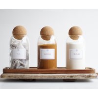 Tee Kaffee Zuckergläser Korkball Glas Set, Anpassbare Wasserdichte Küchenvorratsbehälter Mit Akazientablett, Einweihungsparty, Geschenksaison Tee Kaffee Zuckergläser Korkball Glas Set, Anpassbare Wasserdichte Küchenvorratsbehälter Mit Akazientablett, Einweihungsparty, Geschenksaison von soatnature