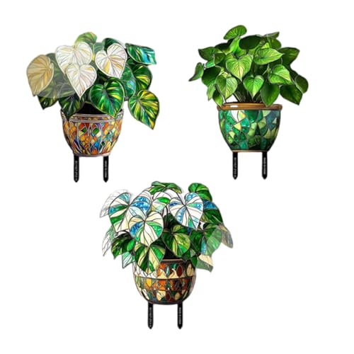 3 Stück kreative Gartenstecker Dekoration Pflanzenschilder Zubehör für drinnen und draußen, Hof, Terrassen, Weg, Ornament von sodeber