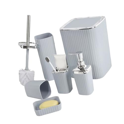 Elegantes Badezimmer-Zubehör-Set, 6-teilig, hydraulischer Shampoo-Spender, Becher, Zahnbürstenhalter, Mundbecher, Badezimmer-Aufbewahrungsset Elegantes Badezimmer-Zubehör-Set, 6-teilig, hydraulischer Shampoo-Spender, Becher, Zahnbürstenhalter, Mundbecher, Badezimmer-Aufbewahrungsset von sodeber