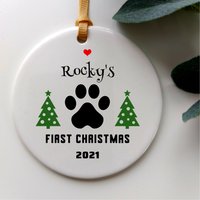 Personalisierter Christbaumschmuck Hund 1. Weihnachtsgeschenk Katze Erster Weihnachtsbaum Deko Haustier Weihnachtskugel von soempoweringprints