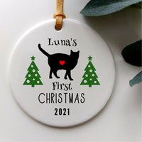 Personalisierter Christbaumschmuck Katze 1. Weihnachtsgeschenk Erster Weihnachtsbaum Deko Haustier Weihnachtskugel von soempoweringprints