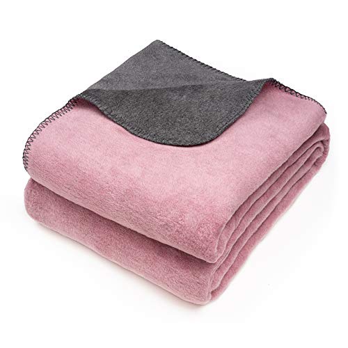 søstre & brødre Kuscheldecke Wendedecke | Edele und kuschelig weiche TV-Decke | Sofadecke zertifziert nach Öko-Tex 100 | Die Decke ist Made IN Europe | 150x200 cm - Altrosa-Anthrazit von søstre & brødre
