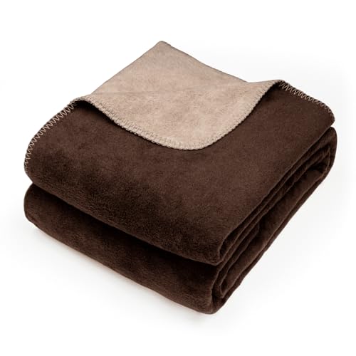 søstre & brødre Kuscheldecke Wendedecke | Edele und kuschelig weiche TV-Decke | Sofadecke zertifziert nach Öko-Tex 100 | Die Decke ist Made IN Europe | 150x200 cm - Braun-Creme von søstre & brødre