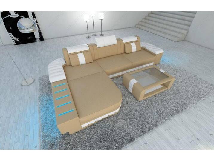 Ecksofa Bellagio L Form Mini Ledersofa von sofa-dreams