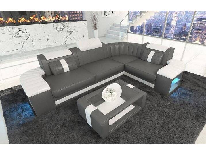 Ecksofa Bergamo als Ledersofa mit LED von sofa-dreams