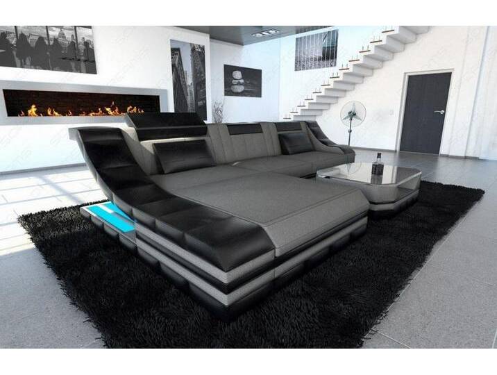 Ecksofa Turino mit wählbarem Stoffbezug, L-Form, integrierte LED-Beleuchtung, multifunktionale Kopfstütze, Schlaffunktion von sofa-dreams