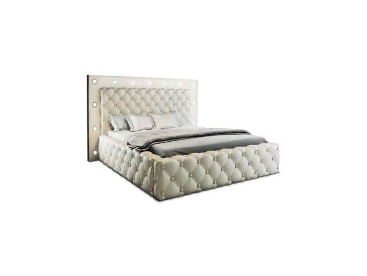 Sofa Dreams Boxspringbett Alessandria Bett Kunstleder Premium Komplettbett mit LED Beleuchtung, mit Topper, beige, 180 x 200 cm, Beige von sofa-dreams