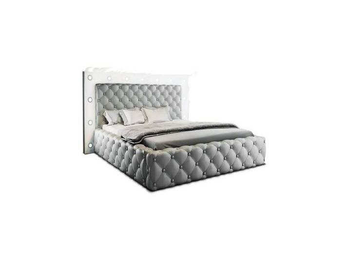Sofa Dreams Boxspringbett Alessandria Bett Kunstleder Premium Komplettbett mit LED Beleuchtung, mit Topper, grau, 180 x 200 cm, grau-weiß von sofa-dreams