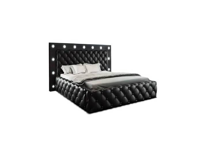 Sofa Dreams Boxspringbett Alessandria Bett Kunstleder Premium Komplettbett mit LED Beleuchtung, mit Topper, schwarz, 140 x 200 cm, schwarz-schwarz von sofa-dreams