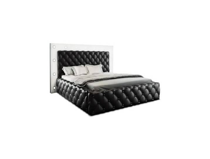 Sofa Dreams Boxspringbett Alessandria Bett Kunstleder Premium Komplettbett mit LED Beleuchtung, mit Topper, schwarz, 180 x 200 cm, schwarz-weiß von sofa-dreams
