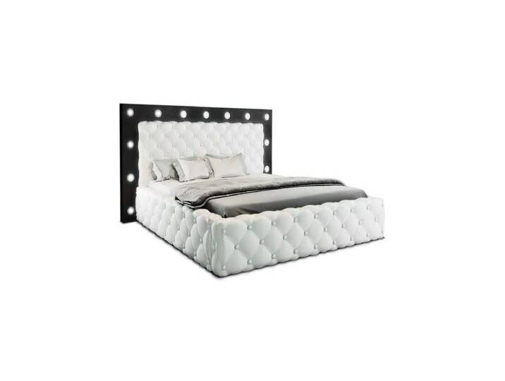 Sofa Dreams Boxspringbett Alessandria Bett Kunstleder Premium Komplettbett mit LED Beleuchtung, mit Topper, schwarz, 200 x 220 cm, Weiß-Schwarz von sofa-dreams