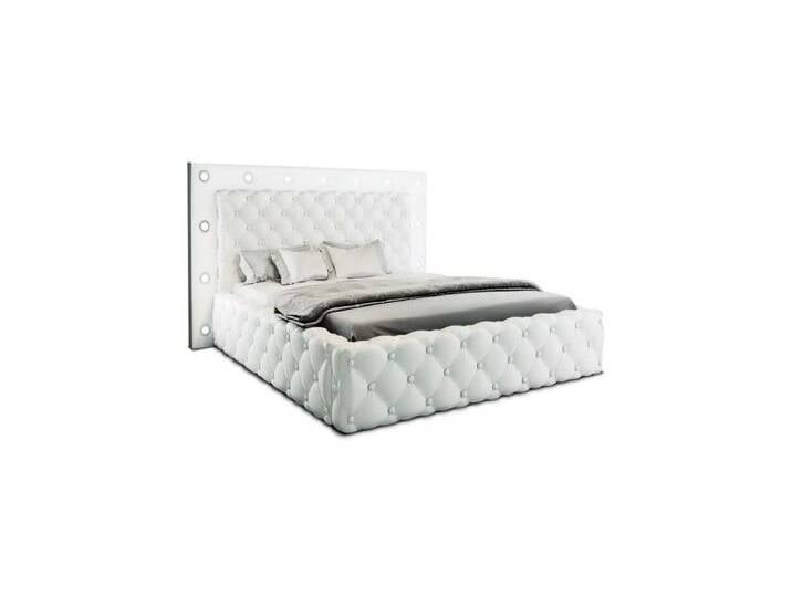 Sofa Dreams Boxspringbett Alessandria Bett Kunstleder Premium Komplettbett mit LED Beleuchtung, mit Topper, weiß, 180 x 200 cm, Weiß von sofa-dreams