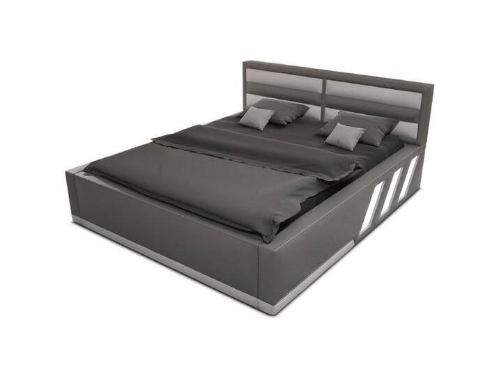 Sofa Dreams Boxspringbett Apollonia Bett Kunstleder Premium Komplettbett mit LED Beleuchtung, mit Matratze, mit Topper, mit LED Beleuchtung, grau von sofa-dreams