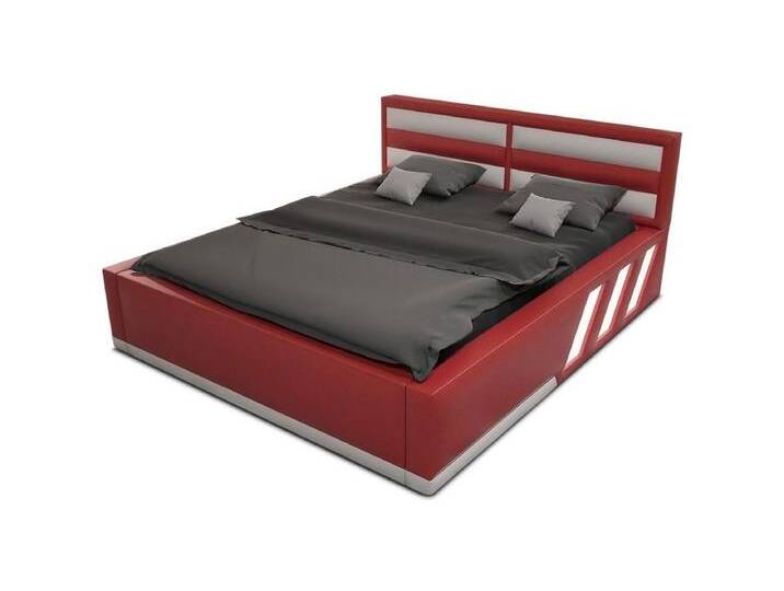 Sofa Dreams Boxspringbett Apollonia Bett Kunstleder Premium Komplettbett mit LED Beleuchtung, mit Matratze, mit Topper, mit LED Beleuchtung, rot von sofa-dreams