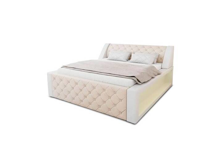 Sofa Dreams Boxspringbett Arezzo Bett Kunstleder Premium Komplettbett mit LED Beleuchtung, mit Topper, beige, 200 x 200 cm, Beige-Weiß Sofa Dreams Boxspringbett Arezzo Bett Kunstleder Premium Komplettbett mit LED Beleuchtung, mit Topper, beige, 200 x 200 cm, Beige-Weiß von sofa-dreams