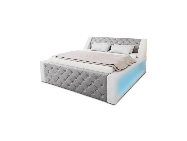 Sofa Dreams Boxspringbett Arezzo Bett Kunstleder Premium Komplettbett mit LED Beleuchtung, mit Topper, grau, 180 x 200 cm, grau-weiß Sofa Dreams Boxspringbett Arezzo Bett Kunstleder Premium Komplettbett mit LED Beleuchtung, mit Topper, grau, 180 x 200 cm, grau-weiß von sofa-dreams