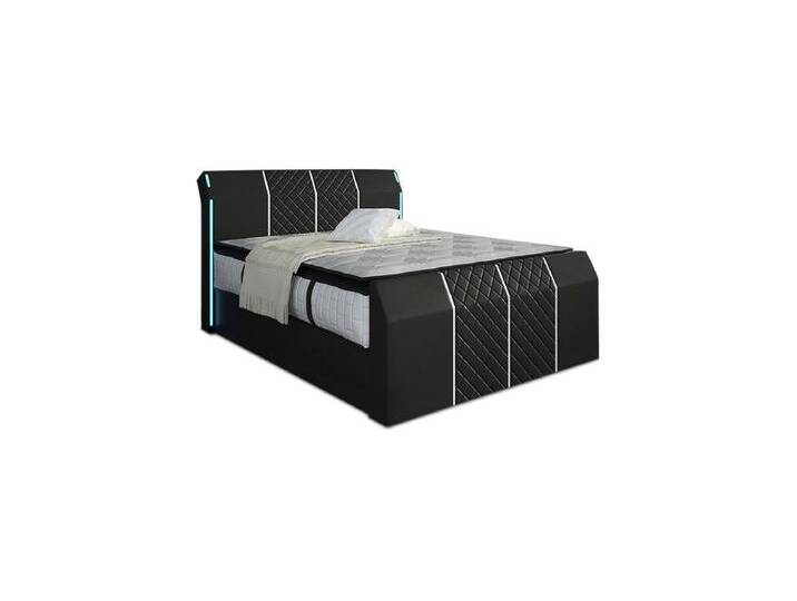 Sofa Dreams Boxspringbett Boxspringbett Leder Hotelbett Komplettbett Modern Paris LED Matratze, inklusive LED Beleuchtung, Matratze und Topper von sofa-dreams