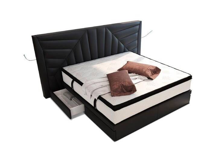 Sofa Dreams Boxspringbett Boxspringbett Monaco Leder, mit Topper, mit Schubladen, mit LED-Beleuchtung, mit USB-Anschlüssen, schwarz, schwarz Sofa Dreams Boxspringbett Boxspringbett Monaco Leder, mit Topper, mit Schubladen, mit LED-Beleuchtung, mit USB-Anschlüssen, schwarz, schwarz von sofa-dreams