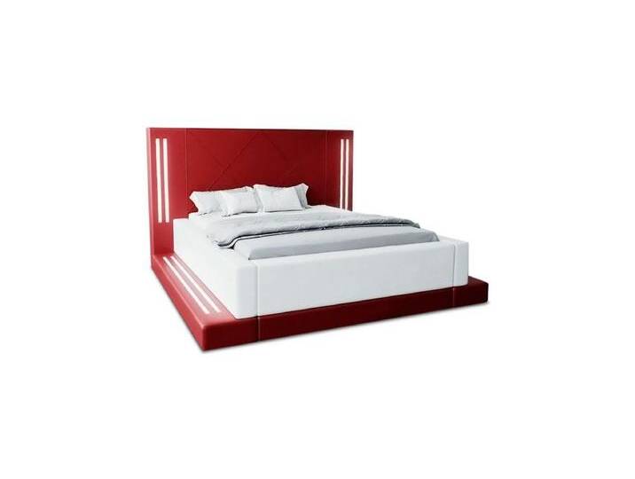 Sofa Dreams Boxspringbett Casoria Bett Kunstleder Premium Komplettbett mit LED Beleuchtung, mit Matratze, mit Topper, mit LED Beleuchtung, rot von sofa-dreams