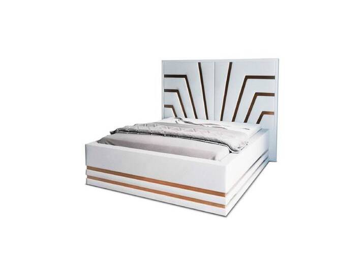 Sofa Dreams Boxspringbett Cecina (6 Teile), Kunstleder Bett modern, Matratze, Topper, mehrere Liegemaße verfügbar, 140 x 200 cm, Weiß-Gold von sofa-dreams