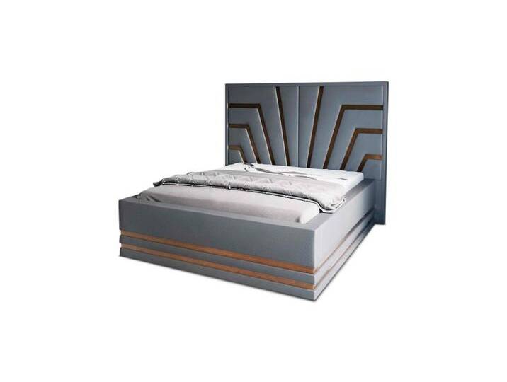 Sofa Dreams Boxspringbett Cecina (6 Teile), Kunstleder Bett modern, Matratze, Topper, mehrere Liegemaße verfügbar, grau, 200 x 200 cm, Grau-Gold von sofa-dreams