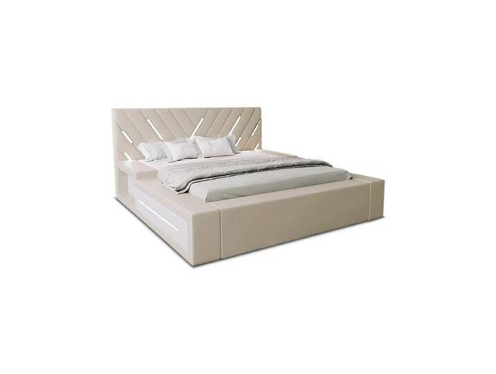 Sofa Dreams Boxspringbett Contrada (6 Teile), Topper, LED-Beleuchtung, Kunstleder Bett, versch. Liegemaße erhältlich, beige gelb, 200 x 200 cm von sofa-dreams