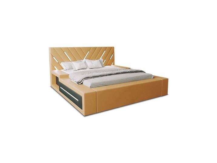 Sofa Dreams Boxspringbett Contrada (6 Teile), Topper, LED-Beleuchtung, Kunstleder Bett, versch. Liegemaße erhältlich, orange schwarz, 140 x 200 cm von sofa-dreams