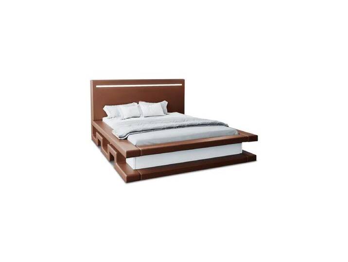 Sofa Dreams Boxspringbett Faenza (6 Teile), LED-Beleuchtung, Topper, Matratze, Kunstleder, Bett, modernes Design, braun, 200 x 200 cm von sofa-dreams