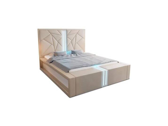 Sofa Dreams Boxspringbett Imperia Bett Kunstleder Premium Komplettbett LED 160x200, inkl. Topper, schwarz, schwarz von sofa-dreams