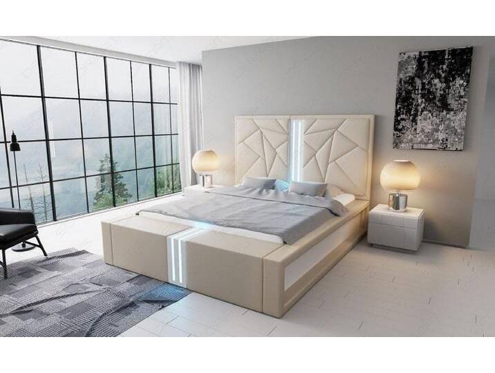 Sofa Dreams Boxspringbett Imperia Bett Kunstleder Premium Komplettbett LED 200x220, inkl. Topper, beige, sandbeige von sofa-dreams