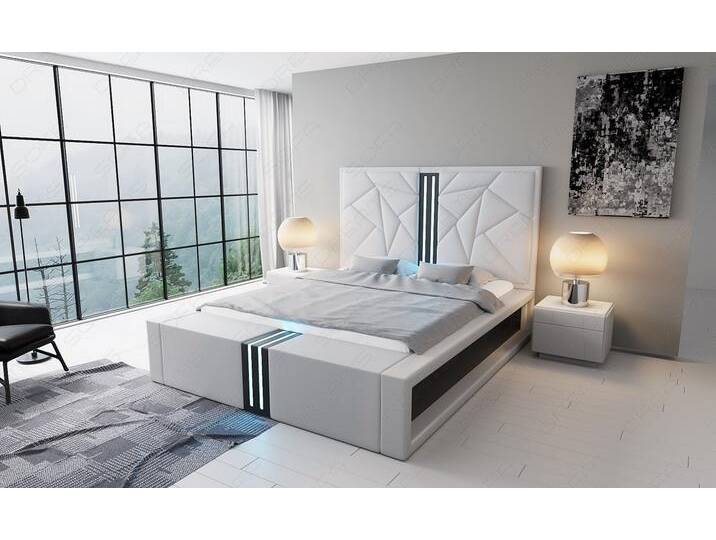 Sofa Dreams Boxspringbett Imperia Bett Kunstleder Premium Komplettbett LED 200x220, inkl. Topper, weiß, weiß von sofa-dreams