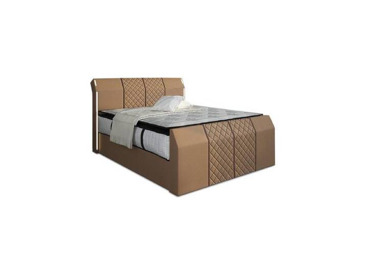 Sofa Dreams Boxspringbett Leder Hotelbett Komplettbett Modern Paris LED Matratze, inklusive LED Beleuchtung, Matratze und Topper, braun, Braun von sofa-dreams