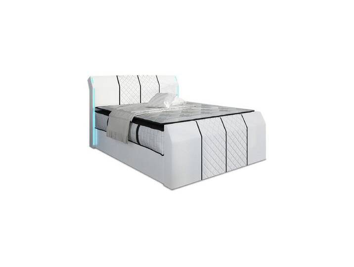 Sofa Dreams Boxspringbett Leder Hotelbett Komplettbett Modern Paris LED Matratze, inklusive LED Beleuchtung, Matratze und Topper, weiß, Weiß von sofa-dreams