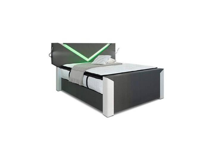Sofa Dreams Boxspringbett Lederbett Bett Hotelbett Lyon Designerbett Komplettbett, inklusive LED Beleuchtung, Matratze und Topper, grau, 3 (100 kg - 120 kg) von sofa-dreams