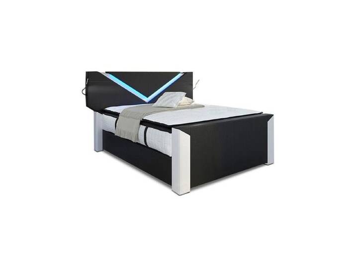 Sofa Dreams Boxspringbett Lederbett Bett Hotelbett Lyon Designerbett Komplettbett, inklusive LED Beleuchtung, Matratze und Topper, schwarz, 3 (60 kg - 120 kg) von sofa-dreams